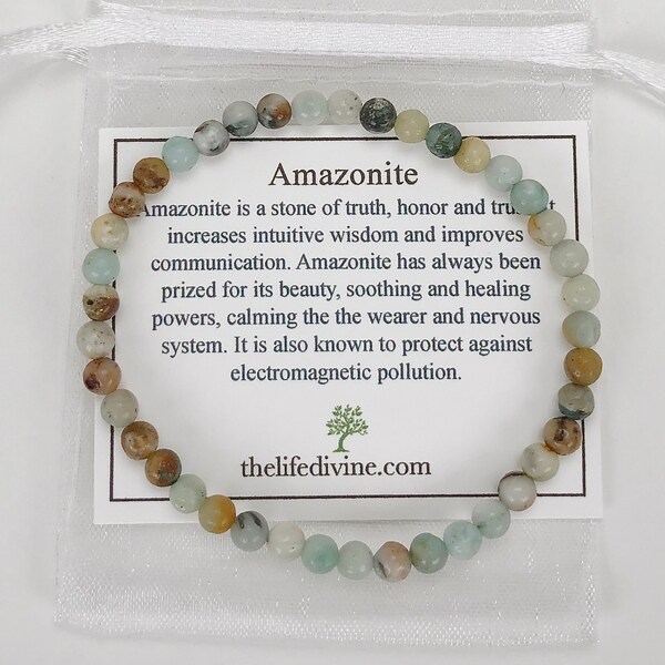 Children's Multi Amazonite 4mm Beaded Gemstone Bracelet - Genuine Amazonite - Kid's Healing Energy Crystal Jewelry-Childs Bracelet-Amazonite