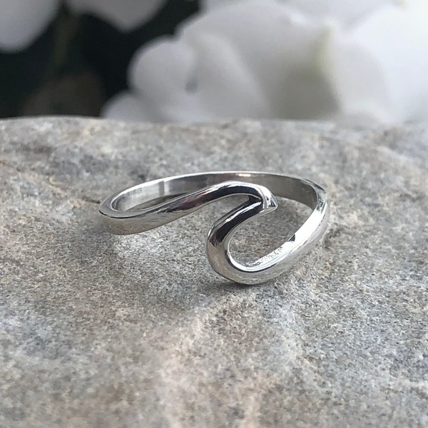 Wave Ring -925 Sterling Silver - Nautical Jewelry - Women's Beach, Surfer Ring- Beach Lover Ring- Ocean Ring- Sterling Silver Wave Ring