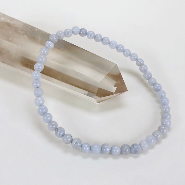 Blue Lace Agate Grade A+ Mini 4mm Beaded Gemstone Bracelet - 6, 7, 8 Inch Bracelet - Healing Energy Crystal Jewelry -Blue Lace Agate Jewelry