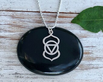 Sterling Silver Third Eye Chakra Necklace - Ajna Chakra Charm-Third Eye Chakra Charm- Yoga Jewelry-Chakra Jewelry-Chakra Charm-Third Eye