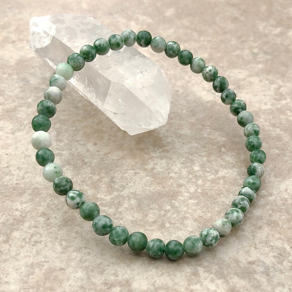 Natural Green Jade Grade A+ Power Mini 4mm Beaded Gemstone Bracelet - 6, 7, 8 Inch bracelet - Energy Crystal Jewelry - Yoga - Meditation