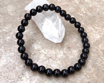Myhealingworld Unisex Black Agate 8mm Meditation Healing Reiki Natural Stone Stretchable Bracelet Myhealingworld Unisex Black Agate 8mm Meditation Healing Reiki Natural Stone Stretchable Bracelet