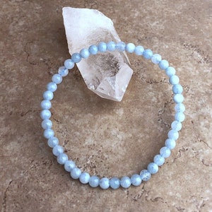 Aquamarine Grade A+ Power Mini 4mm Beaded Gemstone Bracelet - 6, 7, 8 inch Bracelet - Energy Crystal Jewelry - Yoga Jewelry - Meditation