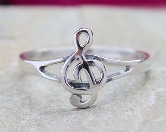 Sterling Silver G Clef Ring, Music Ring, Treble Clef Ring, Music Note Ring, Music Lover Ring, Musician Jewelry, Music Jewelry