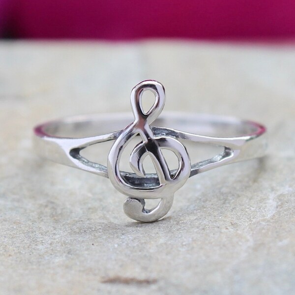 Sterling Silver G Clef Ring, Music Ring, Treble Clef Ring, Music Note Ring, Music Lover Ring, Musician Jewelry, Music Jewelry