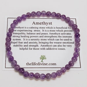 Amethyst Power Mini 4mm Beaded Gemstone Bracelet 6 7 8 - Etsy