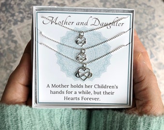 Mother Daughter Necklaces, Mother & 2 Daughters, Gift for Mom, Infinity Heart Necklace, Mom Necklace, Mothers Day, Mother Daughter Jewelry