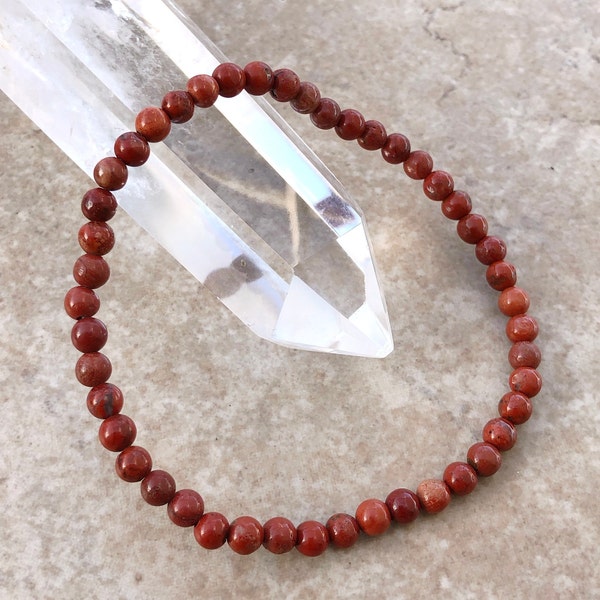 Red Jasper Grade A+ Power Mini 4mm Gemstone Bracelet  - 6, 7, 8 Inch Bracelet - Energy Crystal Jewelry - Fertility Stone -Energy Bracelet