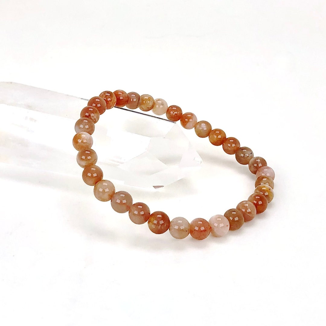 Sunstone Power 6mm Beaded Gemstone Bracelet Grade A Stones Healing