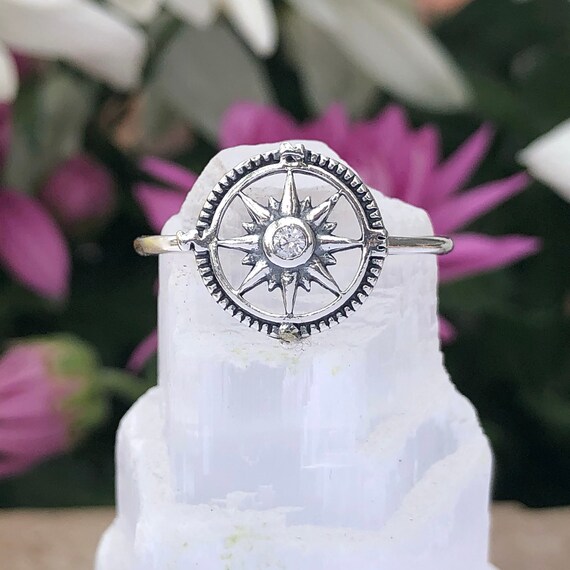 Sterling Silver Compass Ring Nautical Ring Compass Ring Cardinal