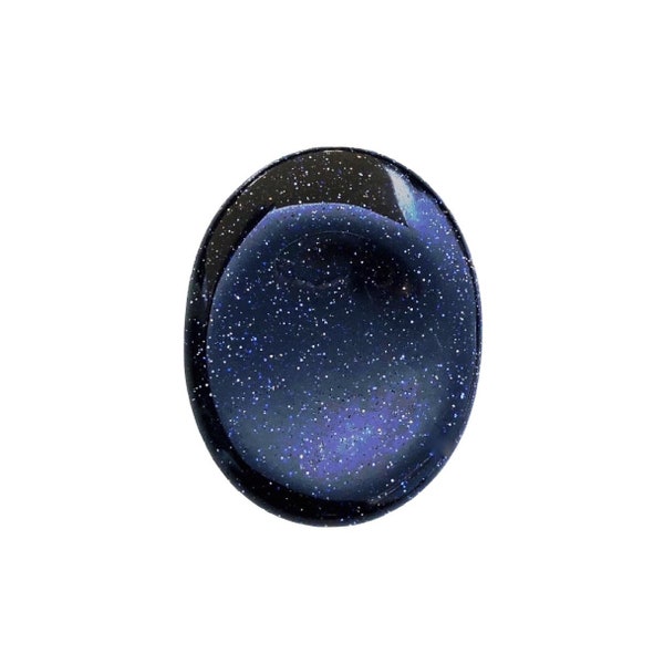 Blue Goldstone Worry Stone - Blue Goldstone smooth Pocket stone - Healing Crystal Palm Stone - Rubbing Polished Gemstone