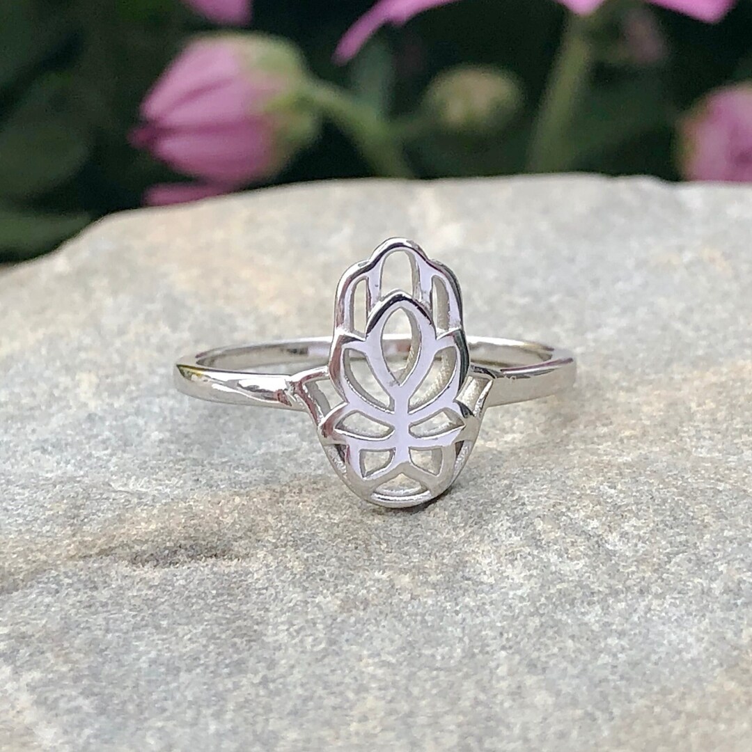 Sterling Silver Hamsa Ring Hand of God Ring Healing Hand Etsy
