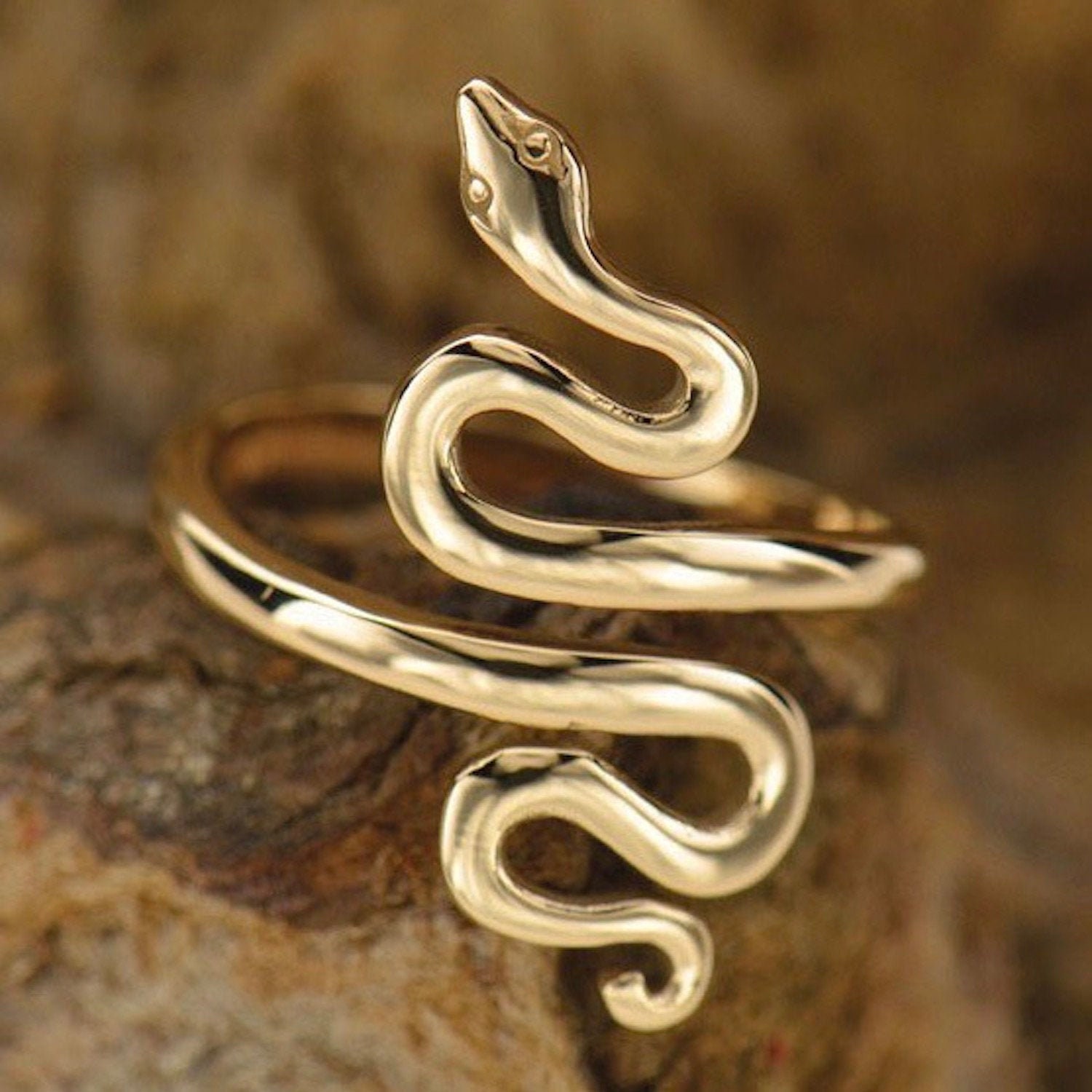 Adjustable Bronze Serpent Ring - Adjustable Bronze Snake Ring - Gold …