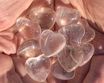 Quartz Crystal Small Heart - healing Heart Stone - Puffy Quartz Heart  - Gemstone Heart - Palm Stone Heart - Pocket Quartz Heart