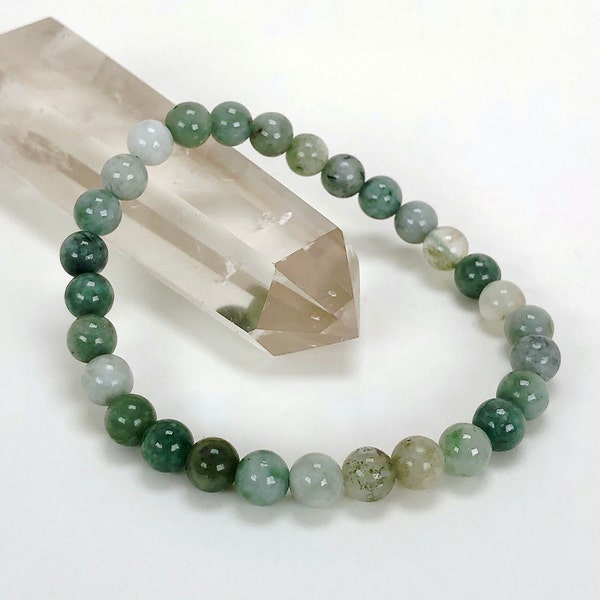 Jadeite Power 6mm Beaded Gemstone Bracelet - Grade A+ Stones - Energy Crystal Jewelry - Lucky Crystal - Dream Stone - Yoga -Energy Bracelets