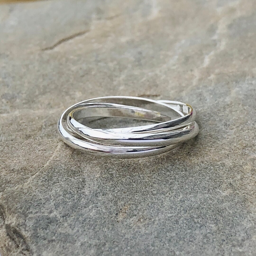 Sterling Silver Rolling Ring, Triple 2mm Band Ring, Rolling Ring, Three