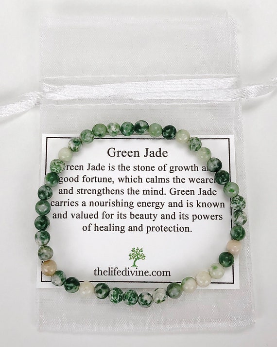 Natural Grade A  green  jade 4 mm beaded stretchy bracele 