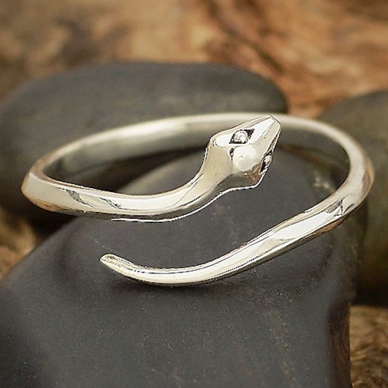 Adjustable Simple Sterling Silver Snake Ring Adjustable | Etsy