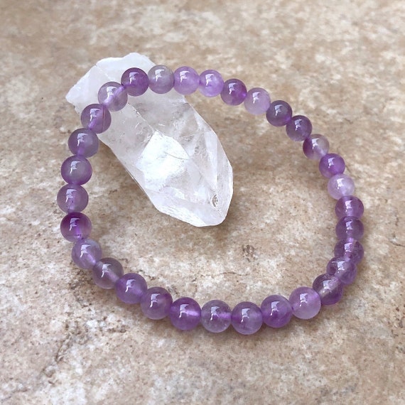 Lavender Amethyst Power 6mm Beaded Gemstone Bracelet Grade A