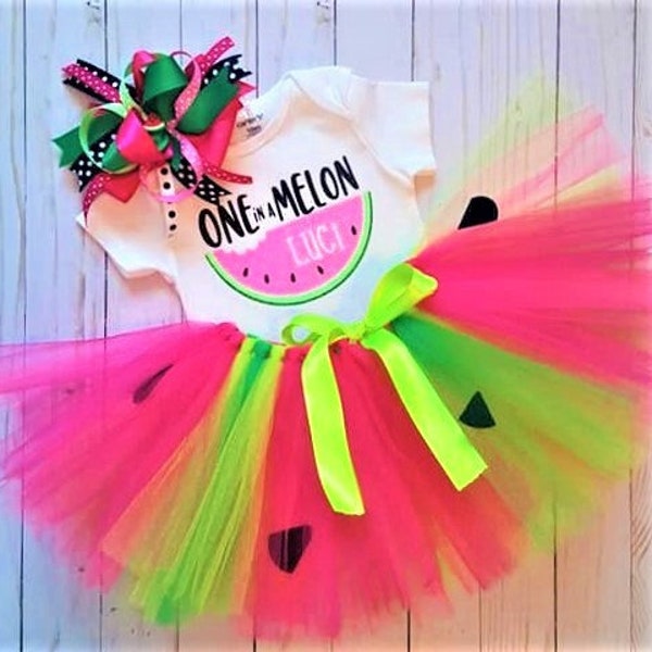 First Birthday watermelon outfit/One in a melon Birthday outfit/girls 1st Birthday outfit/Summer Birthday/birthday shirt/sweet one