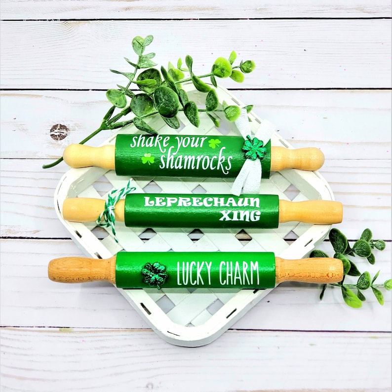 Mini Wooden Rolling Pins/tiered Tray Decor/st Patricks Day Etsy