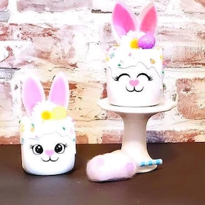 Tiered Tray Easter Rabbit decor/Fake Bake Marshmallow Cuties/Spring tray display/ Kitchen Island, Decor for Table Settings, Bowl Fillers