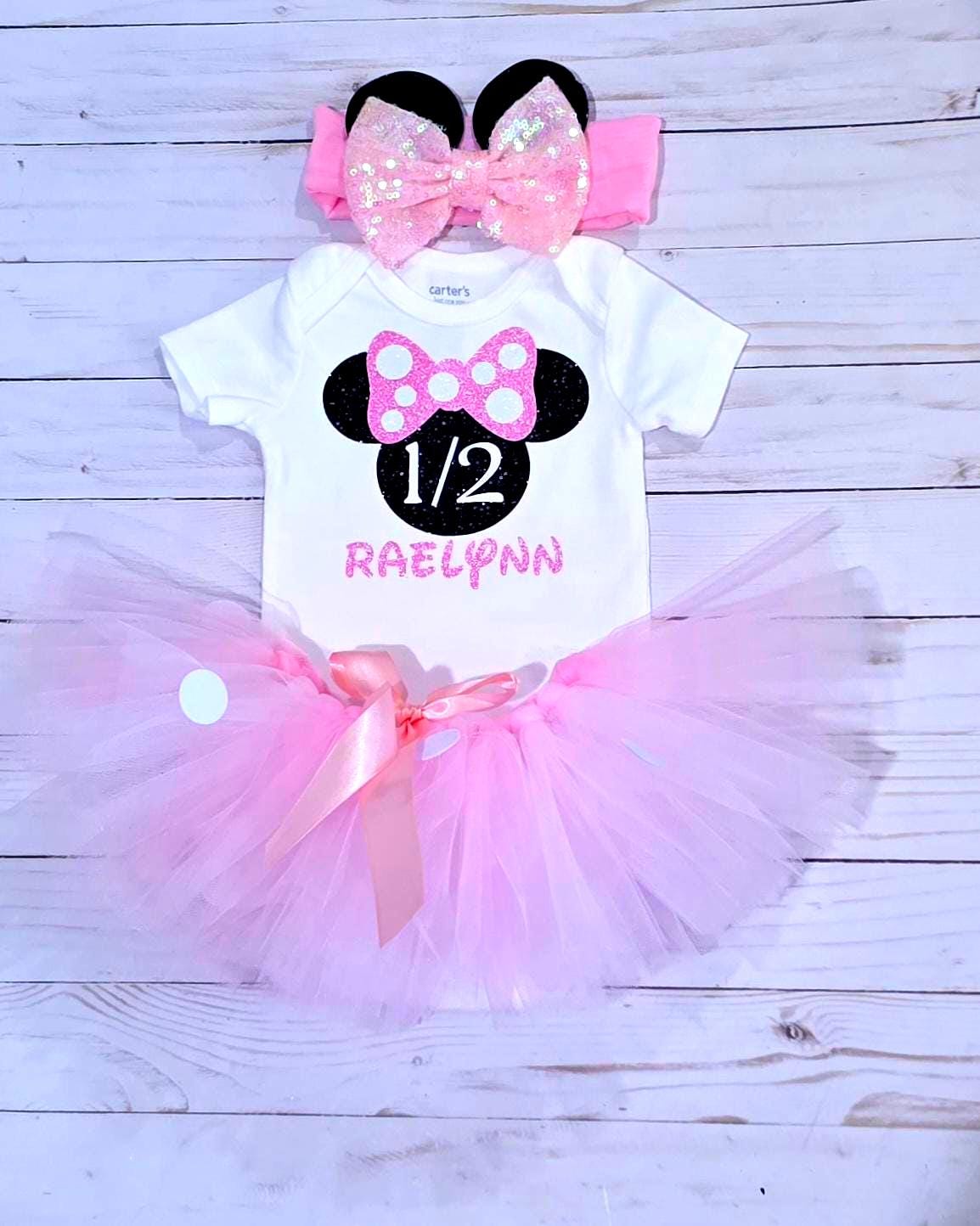 half birthday tutu dress Half Birthday Girl Baby Tutu Outfit-Little Cuddle Boutique Top/Tutu/Bow-Long Sleeve / Newborn main image 1