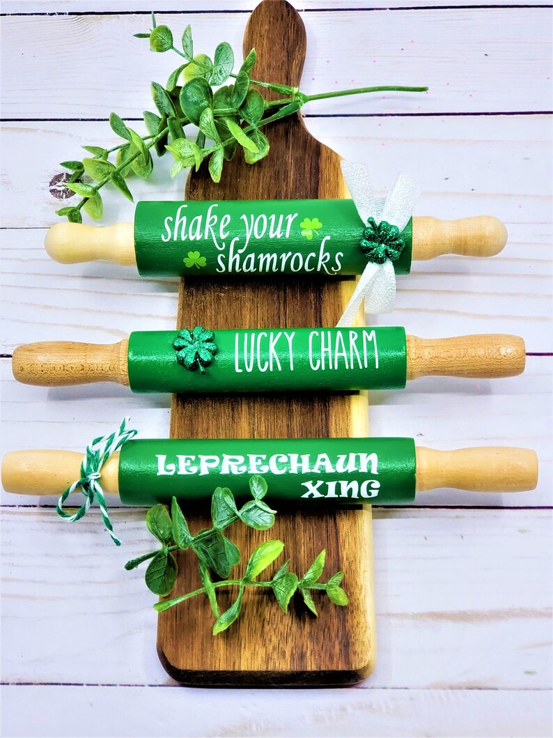 Mini Wooden Rolling Pins/tiered Tray Decor/st Patricks Day Etsy