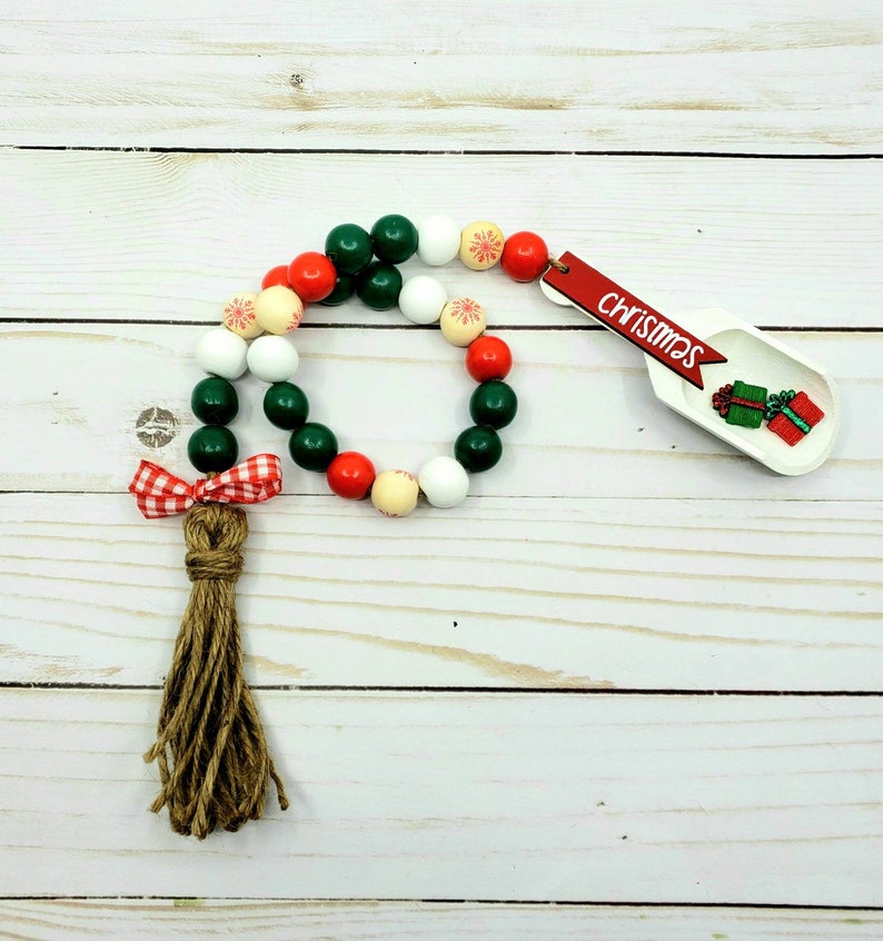 Christmas Wooden Bead Garland/wooden Scoops/farmhouse Etsy