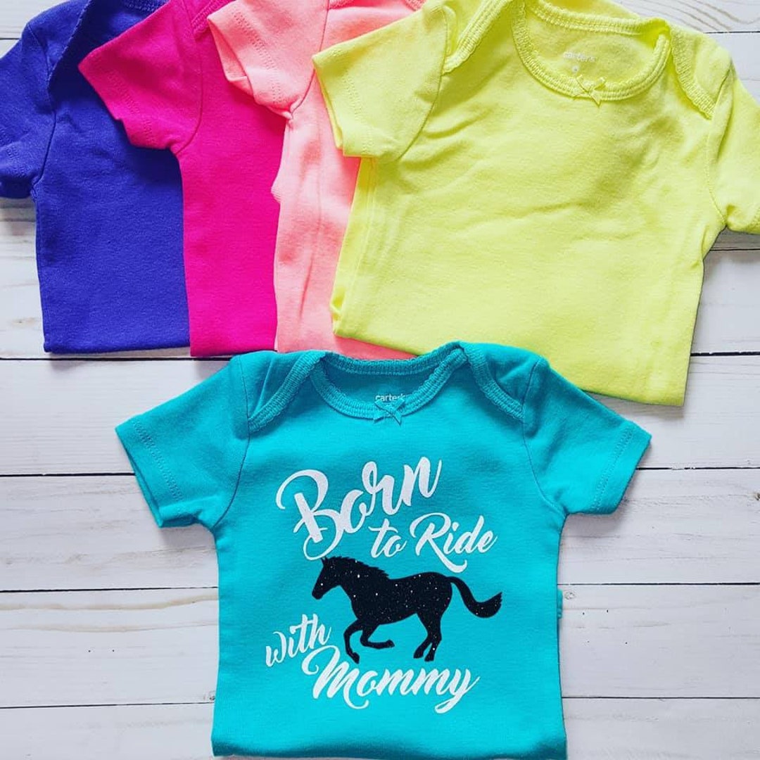 Born to Ride With Mommy Baby Shirt/infant Horse Bodysuits/me and Mommy