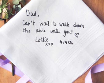Personalised Handwriting Cotton Handkerchief – Embroidered Keepsake Gift for wedding & anniversary
