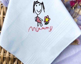 Pañuelo personalizado con dibujo infantil: regalo de recuerdo para el Día de la Madre y los Abuelos.