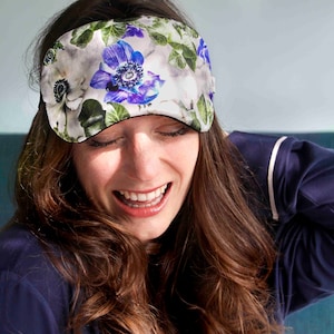 Silk Blindfold Eye Mask, Floral Luxury Birthday Gift Marble Ivy