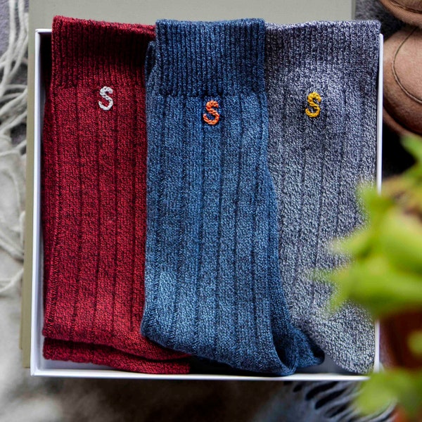 Personalised Men's Sock Gift Set, Chunky Bamboo Wool
