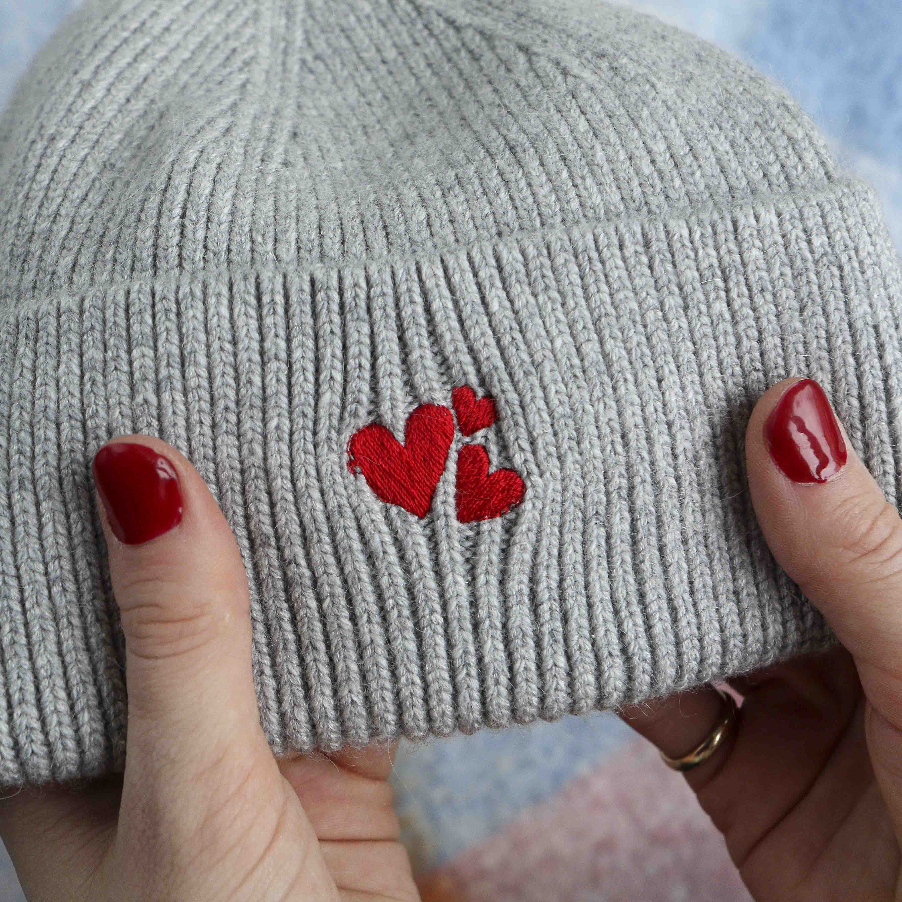 Luxury Heart Personalised Hearts Cashmere Beanie Hat - Etsy