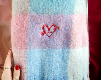 Heart Personalised Pastel Cosy Wool Scarf