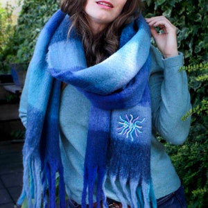 Personalised Check Blanket Scarf Blue