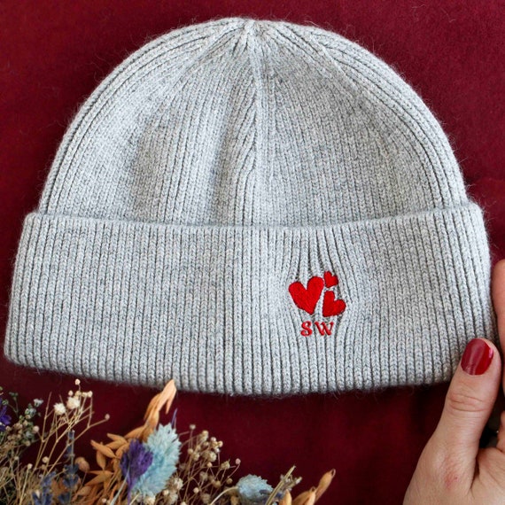 Luxury Heart Personalised Hearts Cashmere Beanie Hat - Etsy display picture 1