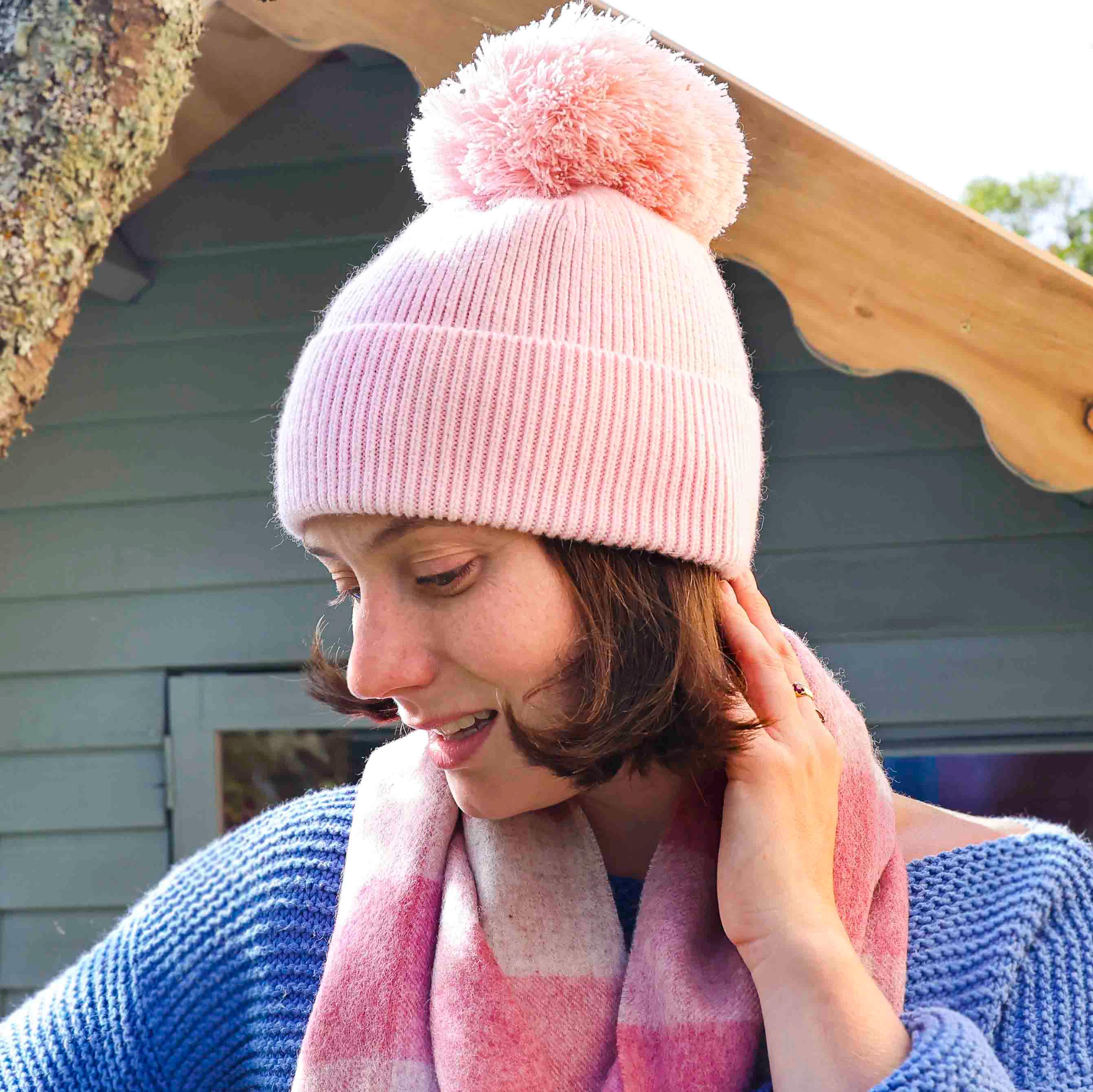 Personalized Cashmere Pom Pom Beanie: Hand Embroidered 