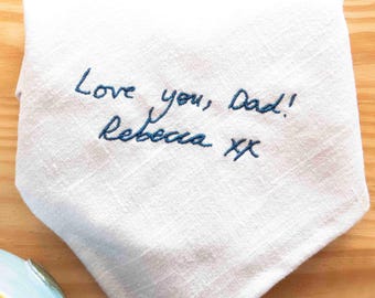 Personalised Handwriting Napkins – Custom Embroidered Linen Keepsake Gift for Wedding and Thank you Gift