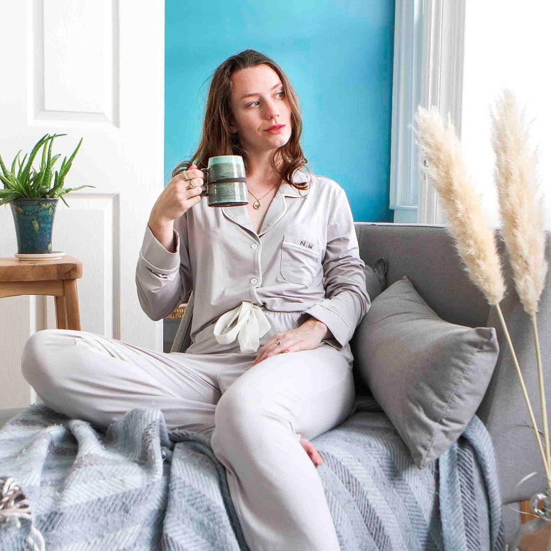 Personalised Soft Women's Bamboo Pyjamas Set With Embroidery - Etsy Canada