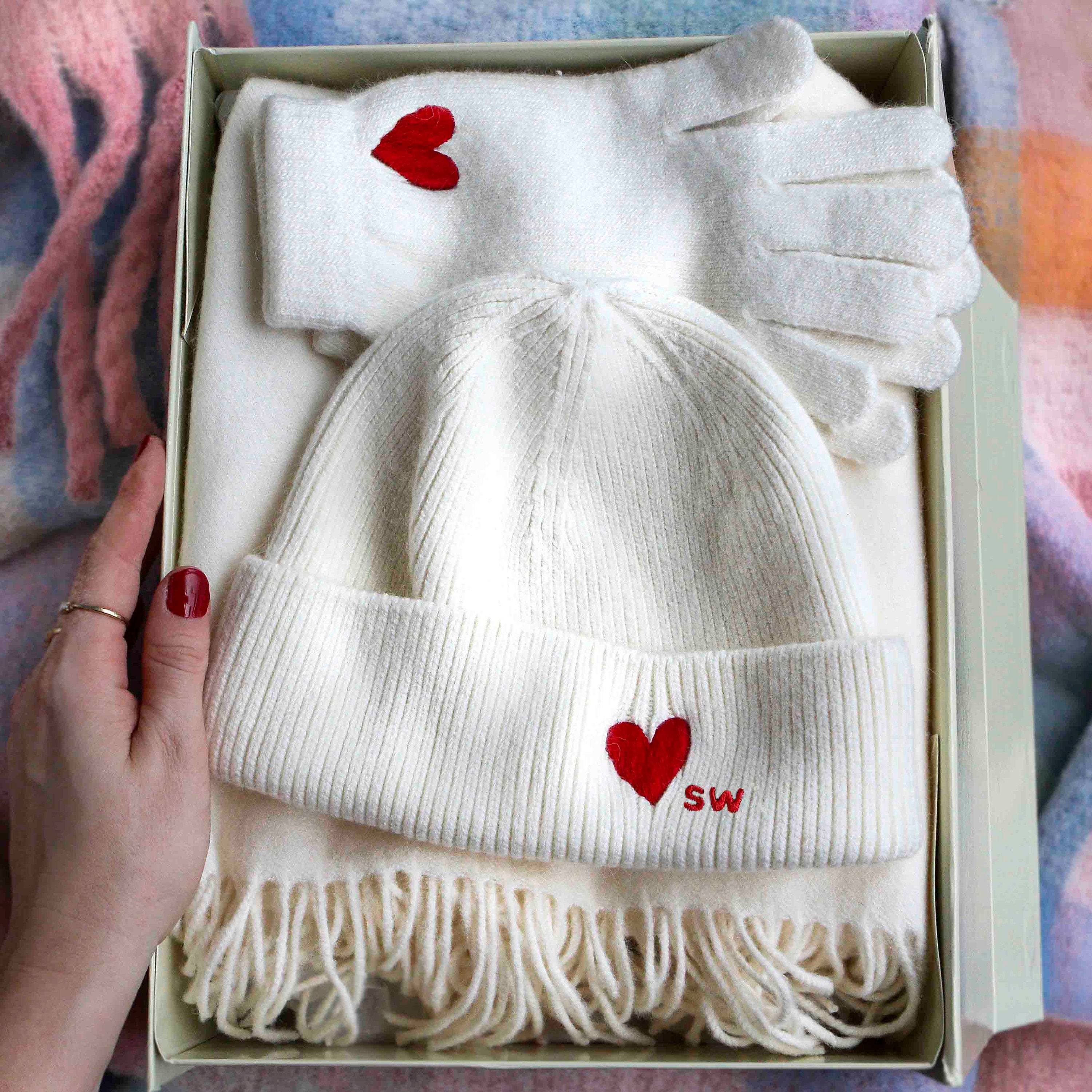 NWOT Womens MOTIF 100% Wool Hand Knit Heart* Socks/Hat/Gloves Set Womens Winter Scarf/hat/gloves Sets - Etsy main image 4