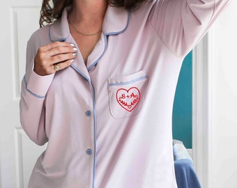 Heart Personalised Heart Bamboo Pyjamas Gift UK