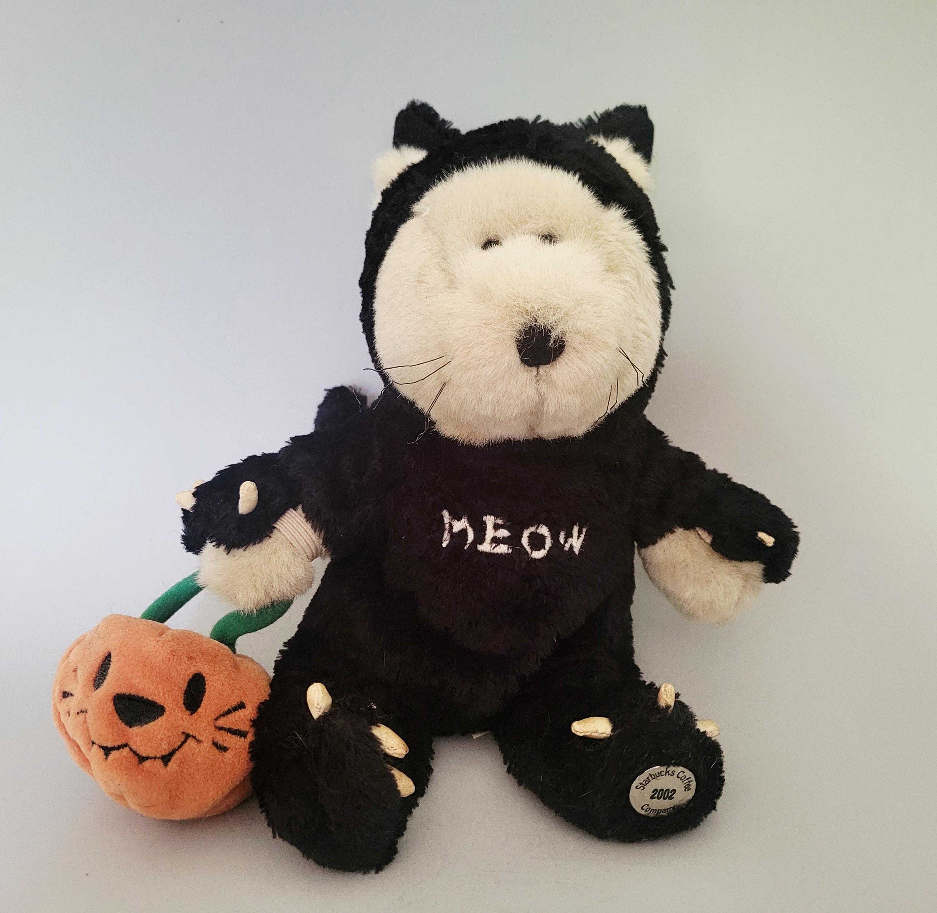 Vintage 2002 Starbucks Plush Bearista Bear in Black Cat Costume