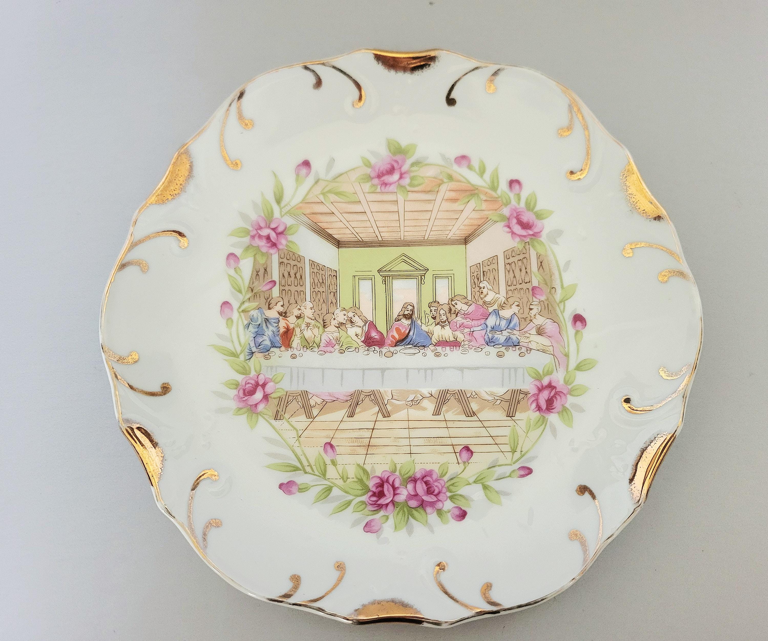 Vintage Last Supper Decorative Plate Japan 18K Gold Trim - Religious Home Decor