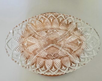 Vintage Crystal Divided Serving Dish - Glass Candy or Relish Dish