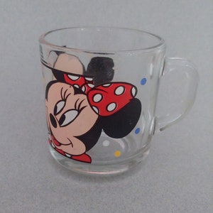 Vintage Mickey and Minnie Mouse Glass Mug, Walt Disney Collectible Mug image 4