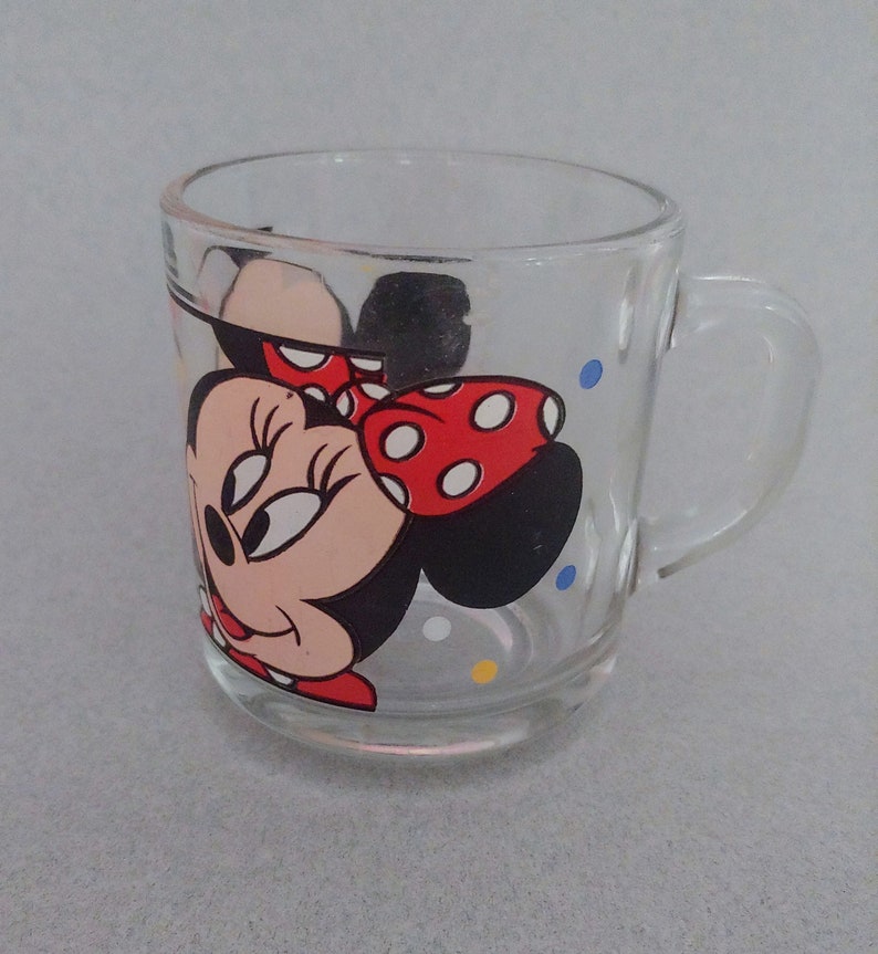 Vintage Mickey and Minnie Mouse Glass Mug, Walt Disney Collectible Mug image 4