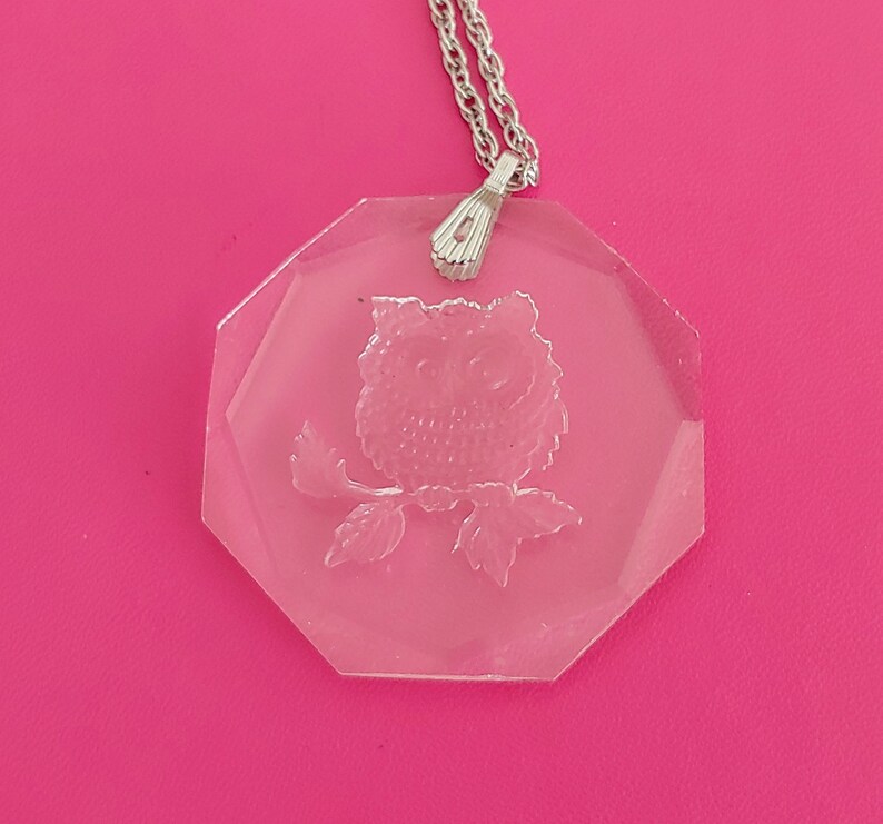 Vintage Lead Crystal Owl Pendantsilvertone Owl Necklace Etsy UK