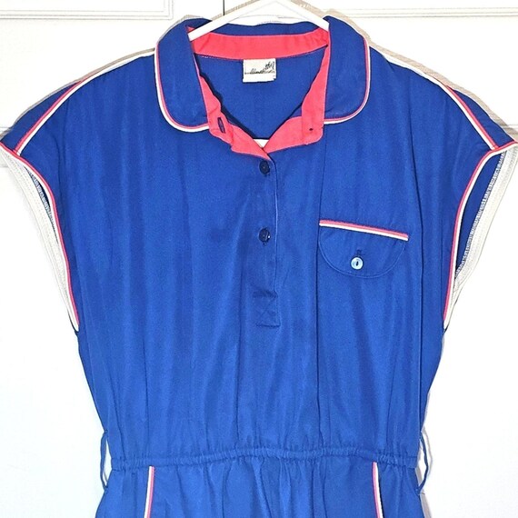 Vintage Altogether Fashions Womens Dress 11/12 Blue 80s Sporty Cap Sleeve View 4